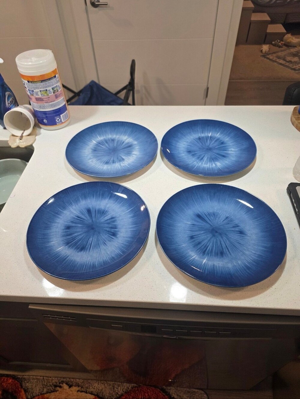 Dinner plates, Royal Norfolk Blue Burst 10.5 inch set of 4